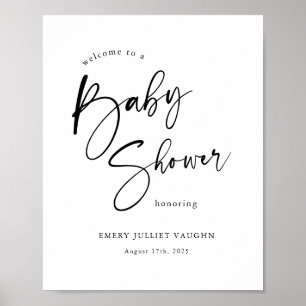 Välkomsttecken för Modern Black & White Baby Showe Poster
