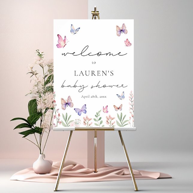 Välkomsttecken för modern Butterflies Baby Shower Poster (Skapare uppladdad)