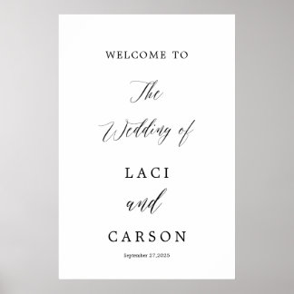 Välkomsttecken för Modern Calligraphy Bröllop Poster