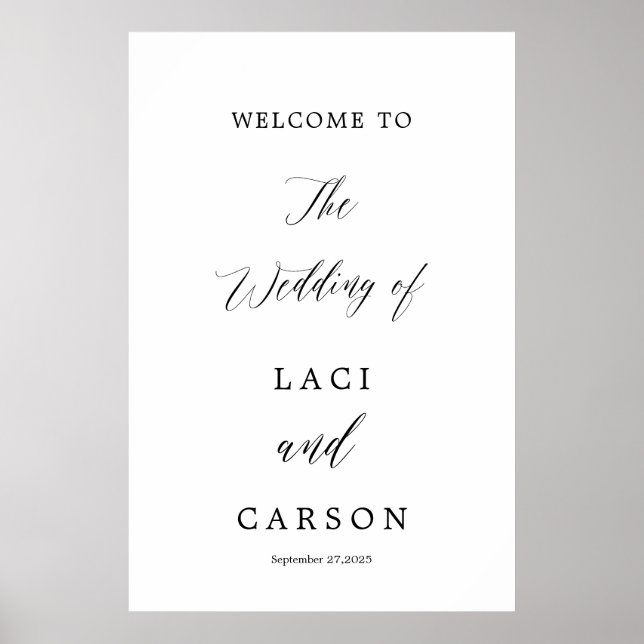 Välkomsttecken för Modern Calligraphy Bröllop Poster (Framsidan)