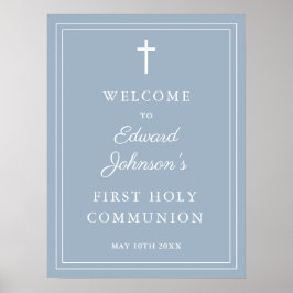 Välkomsttecken för Modern Dusty Blue Heliga Commun Poster