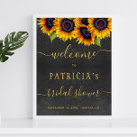 Välkomsttecken för Modern möhippa guld Poster<br><div class="desc">Välkomstskylt poster snyggten för elegant-möhippa på grått-kolkrita med vackra solblommor bouquet och ett modernt kalligrafi-skript i trendiget. Enkel att anpassa med din information. Du kan välja att anpassa det ytterligare genom att ändra typsnitt och färg på bokstäver. Det är lämpligt för elegant sommar- eller höstfallsskorpan i land trädgårdsodling i party....</div>