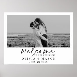 Välkomsttecken för Modern Script Bröllop med foto Poster