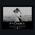 Välkomsttecken för Modern Script Bröllop med foto Poster<br><div class="desc">Välkomna gästerna med denna vackra personlig välkomstskylt! Lägg enkelt till din högupplösta bild och redigera namn och datum! Ram eller montera på skum! Det här är en underbar keepy efter bröllop!</div>