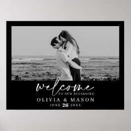 Välkomsttecken för Modern Script Bröllop med foto Poster