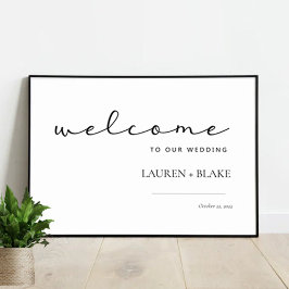 Välkomsttecken för Modern Script Bröllop Poster
