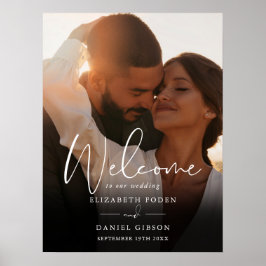 Välkomsttecken för Modern Script Photo Bröllop Poster