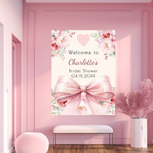 välkomsttecken för möhippa av blommigtar för rosa  poster