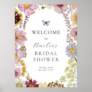 Välkomsttecken för Möhippan Boho Wildblomma Poster