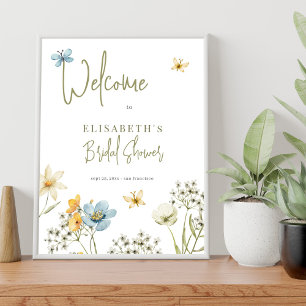 Välkomsttecken för möhippan Boho wildblommor Poster