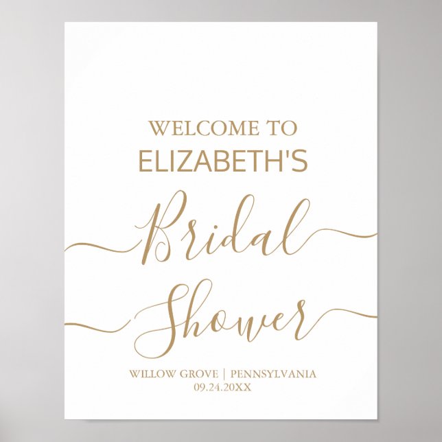 Välkomsttecken för Möhippan Guld Calligraphy Poster (Framsidan)