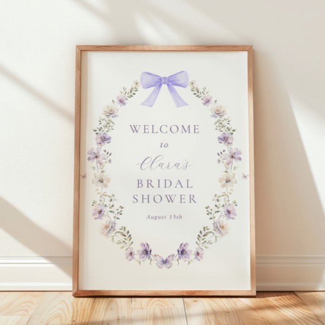 Välkomsttecken för Möhippan lila Wildblomma Bow Poster (Skapare uppladdad)