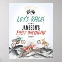 Välkomsttecken för Motor Dirt Bike Boy Födelsedags