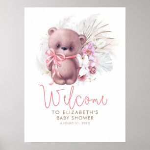 Välkomsttecken för nalle Baby Shower Poster