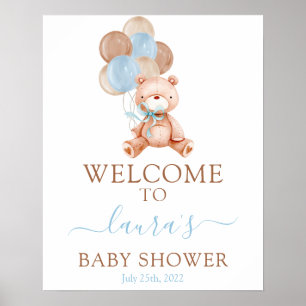 Välkomsttecken för nalle Baby Shower Poster