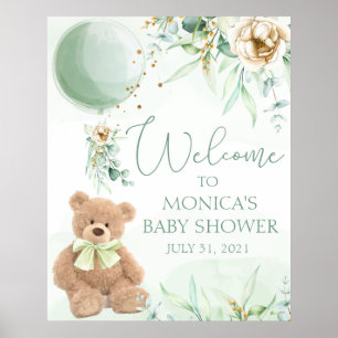 Välkomsttecken för nalle Baby Shower Poster