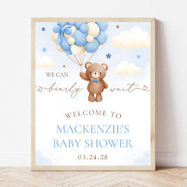 Välkomsttecken för nalle Balloon Boy Shower Poster
