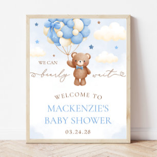 Välkomsttecken för nalle Balloon Boy Shower Poster