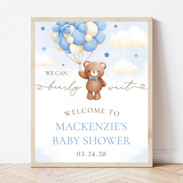 Välkomsttecken för nalle Balloon Boy Shower Poster (Skapare uppladdad)