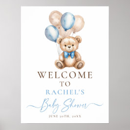 Välkomsttecken för nalle Balloon Boy Shower Poster