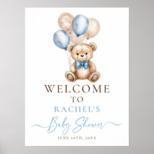 Välkomsttecken för nalle Balloon Boy Shower Poster