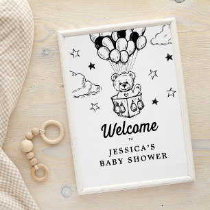 Välkomsttecken för nalle Boho Baby Shower Poster
