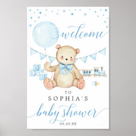 Välkomsttecken för nalle Boy Blue Shower Poster