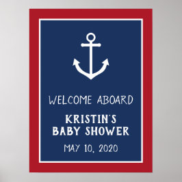 Välkomsttecken för nautisk fästpunkt för babyskor poster