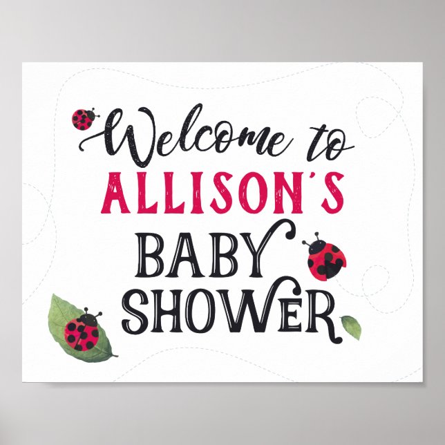 Välkomsttecken för nyckelpiga Baby Shower Poster (Framsidan)