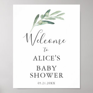 Välkomsttecken för Olive Baby Shower Poster