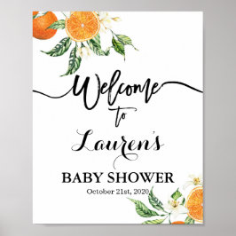 Välkomsttecken för orange Baby Shower Poster