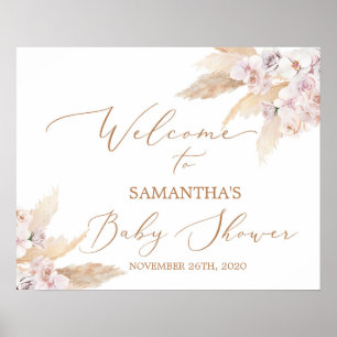 Välkomsttecken för Pampas Grass Baby Shower Poster