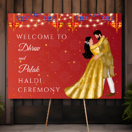 Välkomsttecken för paret Red Haldi Poster