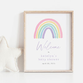 Välkomsttecken för Pastel Boho Rainbow Baby Shower Poster