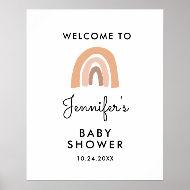 Välkomsttecken för Pastel Rainbow Baby Shower Poster (Framsidan)