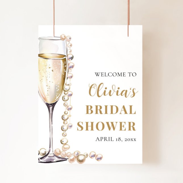 Välkomsttecken för Pearls och Prosecco Möhippa Poster (Skapare uppladdad)