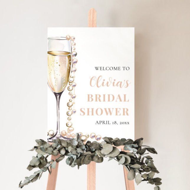 Välkomsttecken för Pearls och Prosecco Möhippa Poster (Skapare uppladdad)