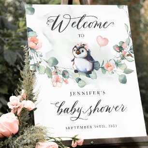 Välkomsttecken för Penguin Baby Shower Poster