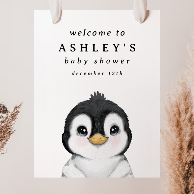 Välkomsttecken för Penguin Baby Shower Poster (Skapare uppladdad)