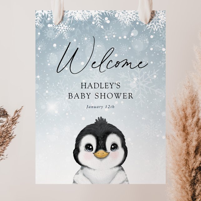 Välkomsttecken för Penguin Baby Shower Poster (Skapare uppladdad)