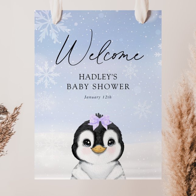 Välkomsttecken för Penguin Baby Shower Poster (Skapare uppladdad)
