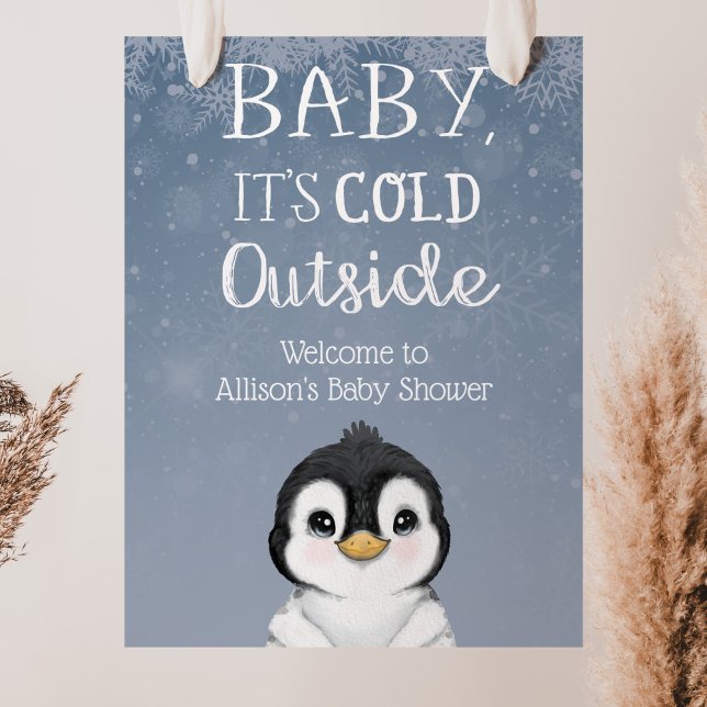 Välkomsttecken för Penguin Winter Baby Shower Poster (Skapare uppladdad)