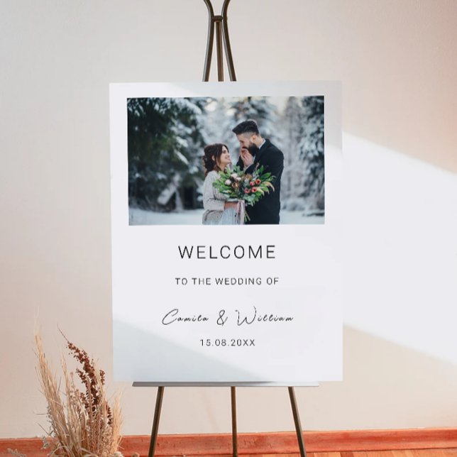 Välkomsttecken för Photo Minimalist Bröllop Poster (Photo Minimalist Wedding Welcome Sign)