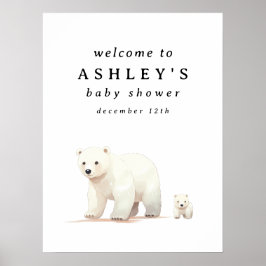 Välkomsttecken för polar Bear Baby Shower Poster