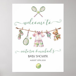 Välkomsttecken för Preppy Tennis Boy Shower Poster