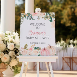 Välkomsttecken för Pumpkin Fall Blommigt Baby Show Poster