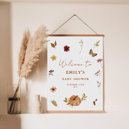 Välkomsttecken för Pumpkin Wildblommor Boho Baby S Poster