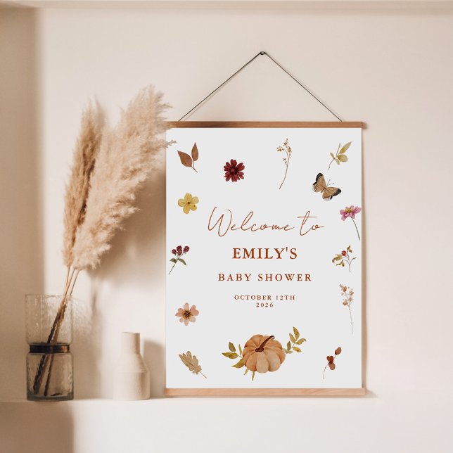Välkomsttecken för Pumpkin Wildblommor Boho Baby S Poster (Skapare uppladdad)