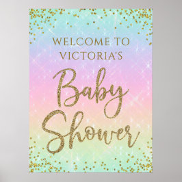 Välkomsttecken för Rainbow Baby Shower Poster
