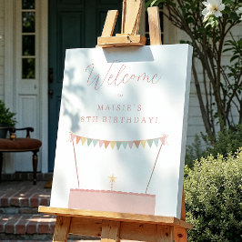 Välkomsttecken för Rainbow Bunting & Cake Födelsed Poster